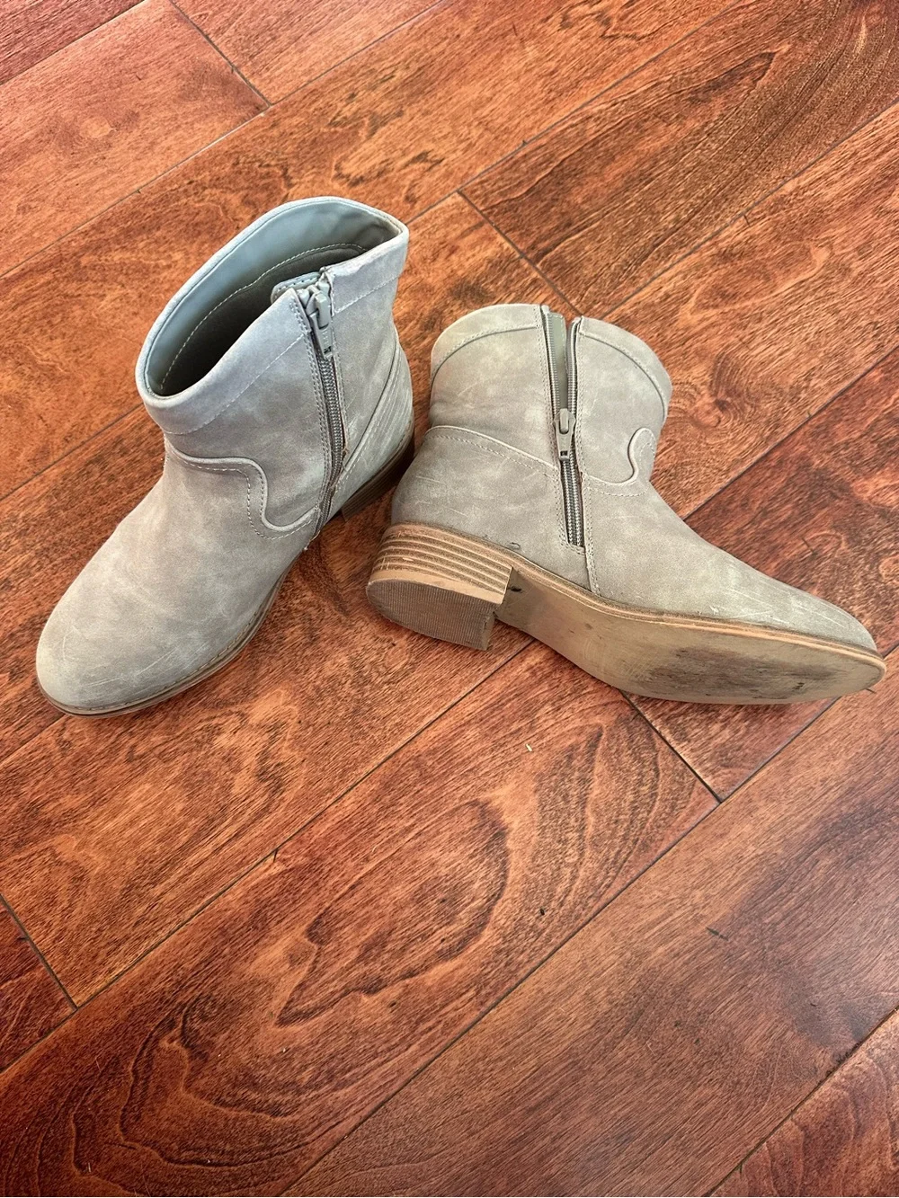 Nordstrom Taupe Suede Ankle Booties with Side Zip